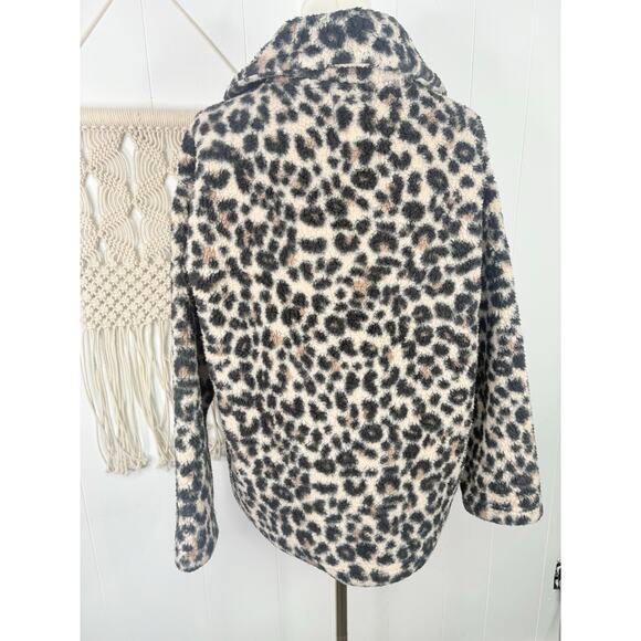 Billabong Cozy Days Leopard Print Sherpa Jacket Womens Small Fleece Teddy Coat - Picture 9 of 10